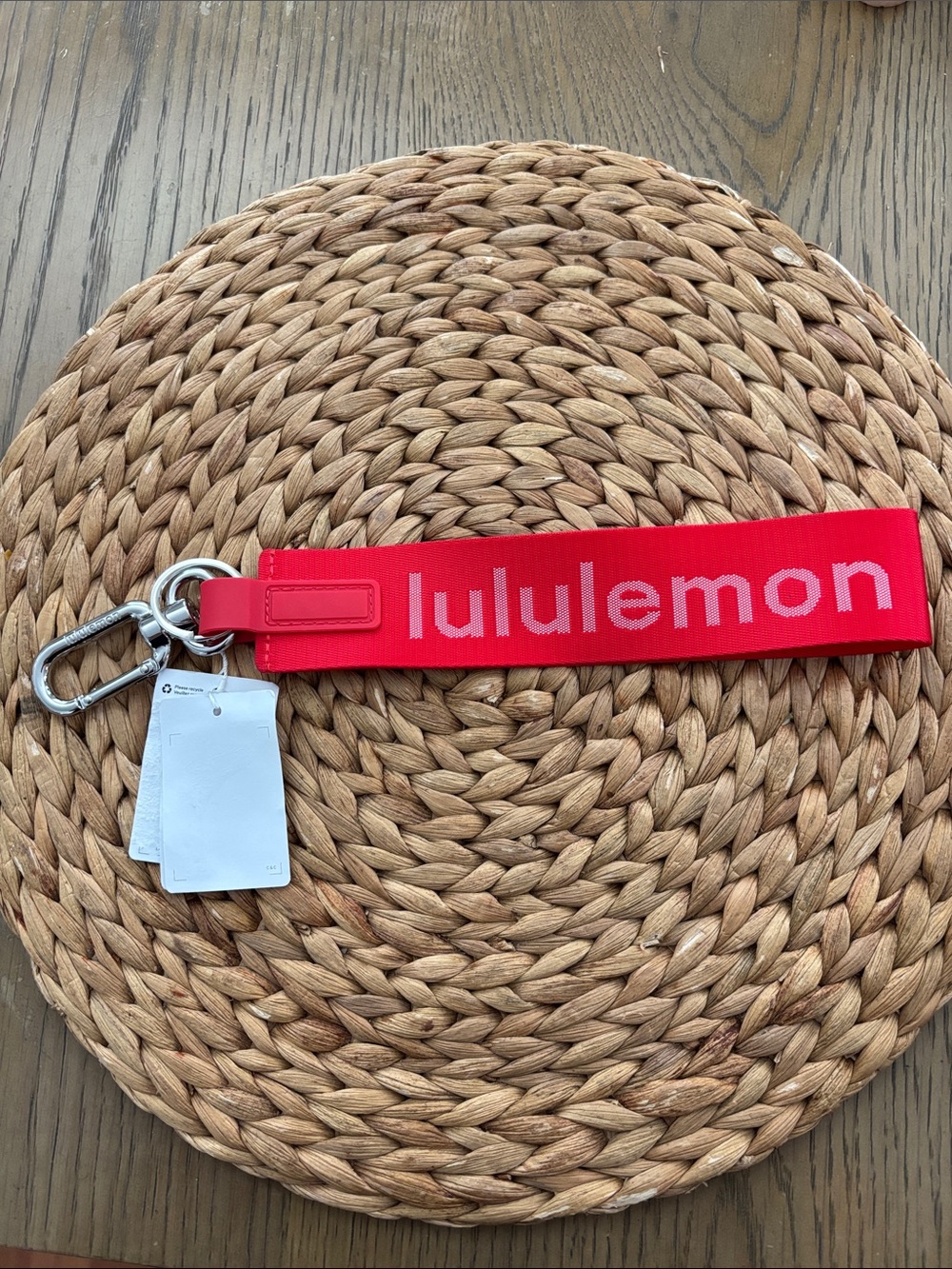 lululemon athletica Red Branded Key Fob Wrist Strap